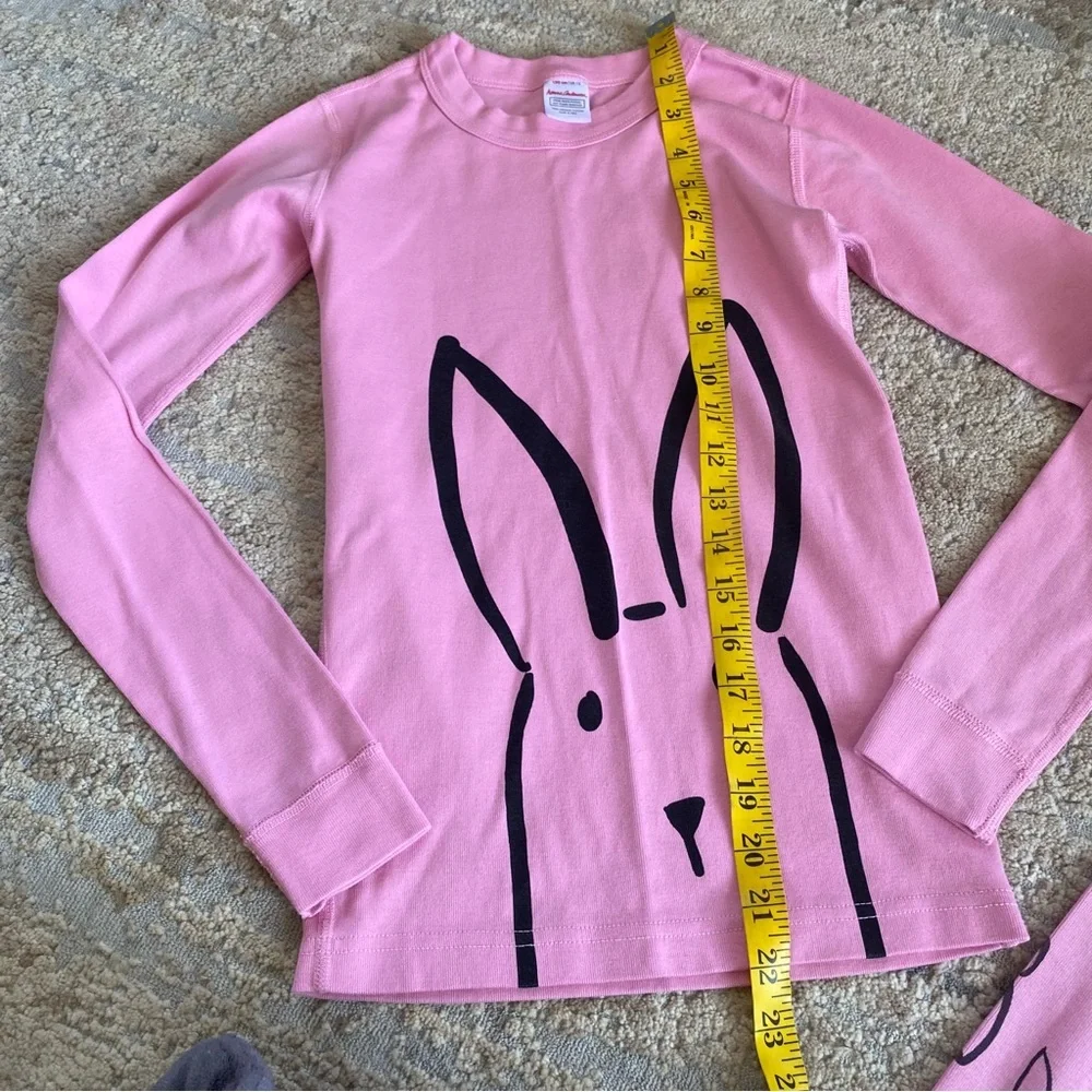 Hanna Andersson Long John Pajama Set Pink Bunny Print Long Sleeve Organic Cotton